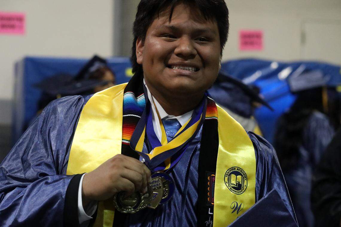 Isai Perez Hernandez during the Sunnyside High graduation ceremony held at the Save Mart Center on June 6, 2023.