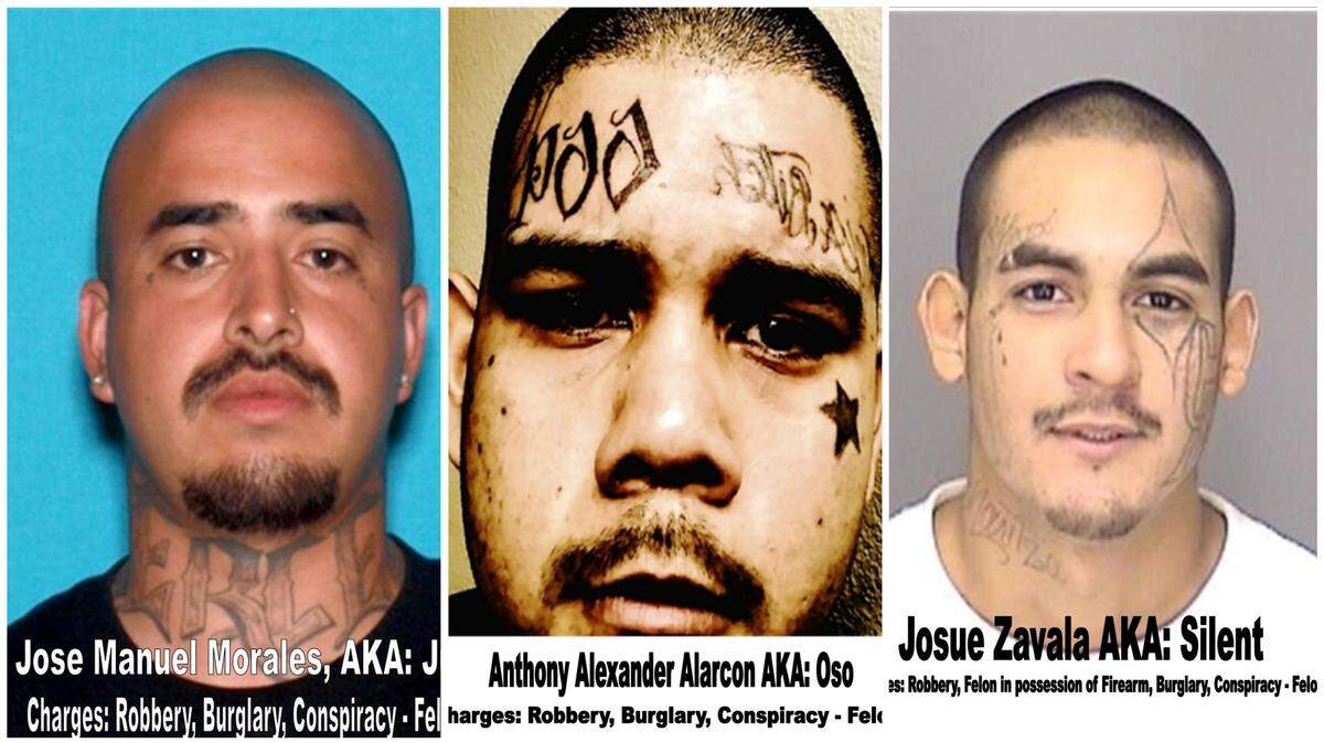 Jose Manuel Morales (left), Anthony Alacron (center) and Josue Zavala (right) were arrested and named suspects in connection with a Los Banos home invasion and robbery earlier this month.