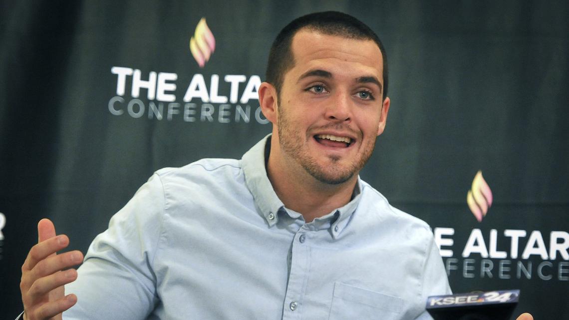 Oakland Raiders quarterback and former Fresno State football star Derek Carr.