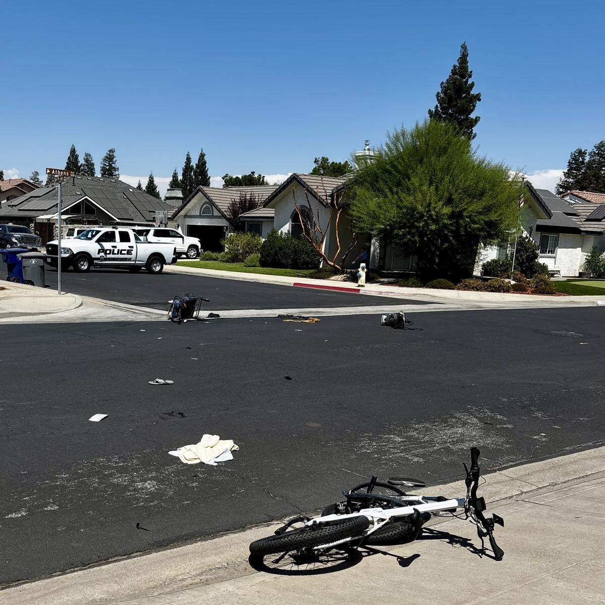 A teen on an e-bike was injured by a pickup truck in Clovis, California on Wednesday, Aug. 13, 2025.