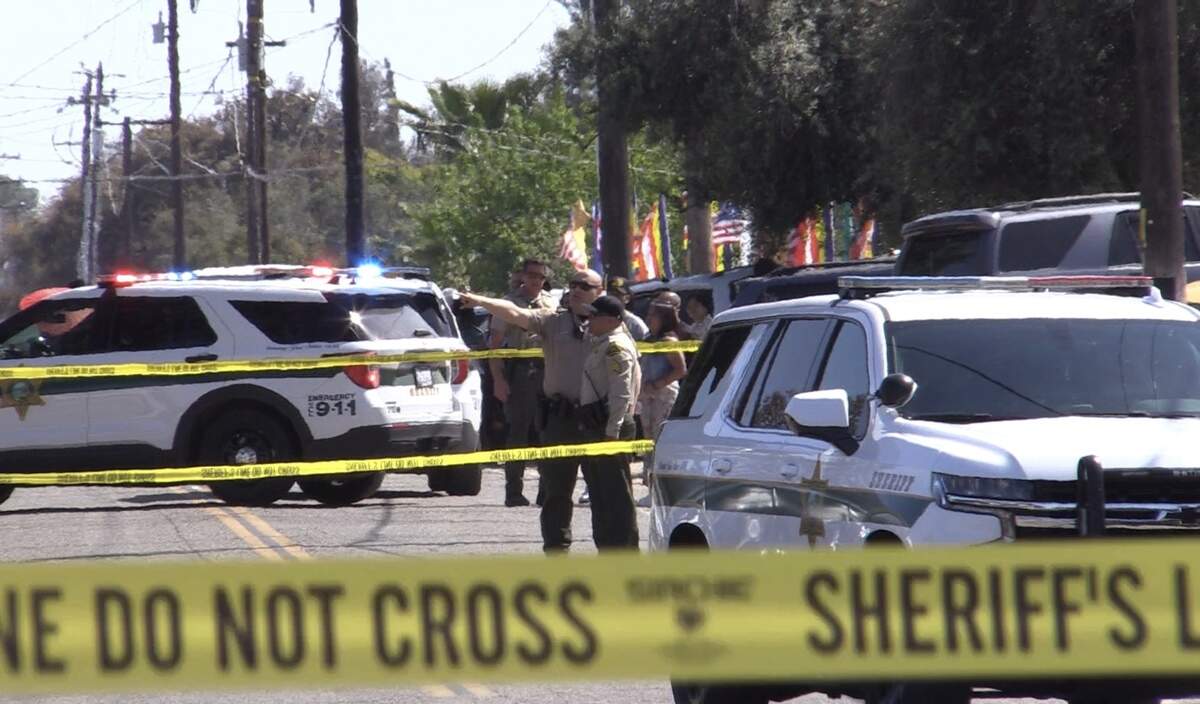 Deputies investigate a fatal shooting of a man in his 20s at Valentine and Princeton avenues on Saturday, April 15, 2023. The man later died at the hospital.