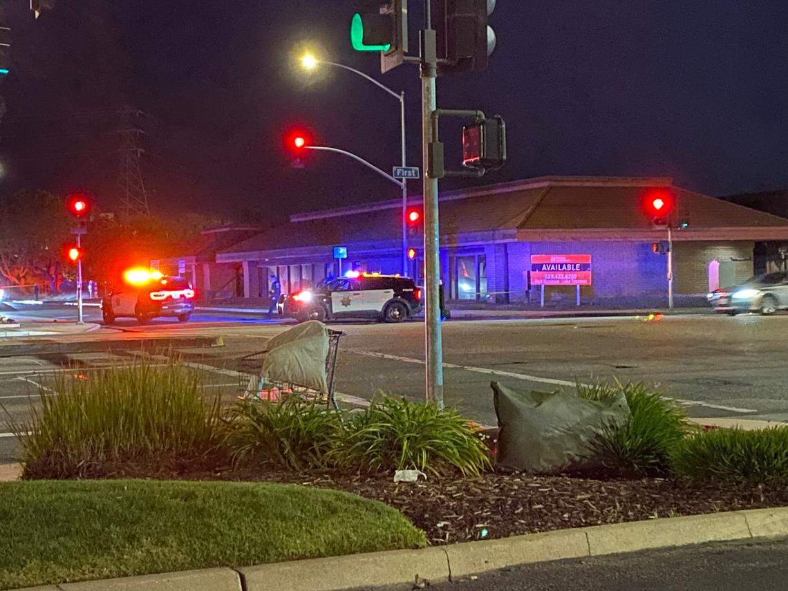 Police blocked off the area at First and Warren in Fresno, California on Friday, March 8, 2024.