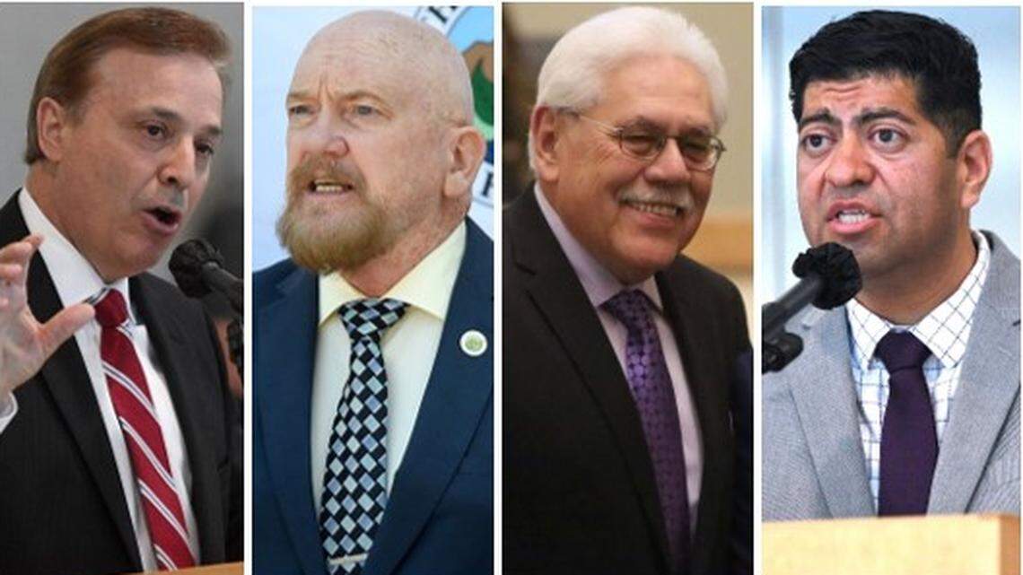 Candidates on the Nov. 5, 2024, ballot for the Fresno County Board of Supervisors are, from left, Fresno City Councilmember Garry Bredefeld and incumbent Supervisor Steve Brandau in District 2, encompassing north Fresno, and incumbent Supervisor Sal Quintero and Fresno City Councilmember Luis Chavez in District 3 covering south Fresno.