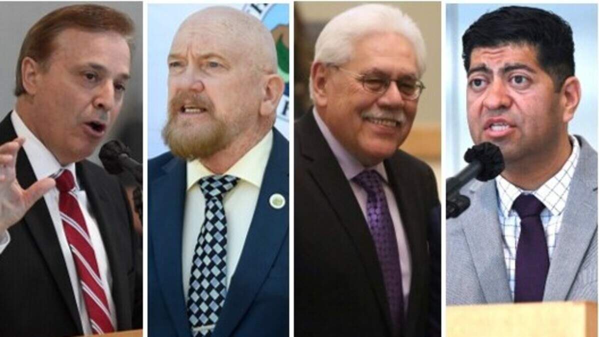 Candidates on the Nov. 5, 2024, ballot for the Fresno County Board of Supervisors are, from left, Fresno City Councilmember Garry Bredefeld and incumbent Supervisor Steve Brandau in District 2, encompassing north Fresno, and incumbent Supervisor Sal Quintero and Fresno City Councilmember Luis Chavez in District 3 covering south Fresno.