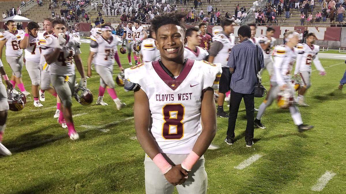 Brandon Wafer scored all three Clovis West touchdowns Friday night in a victory over Clovis East.