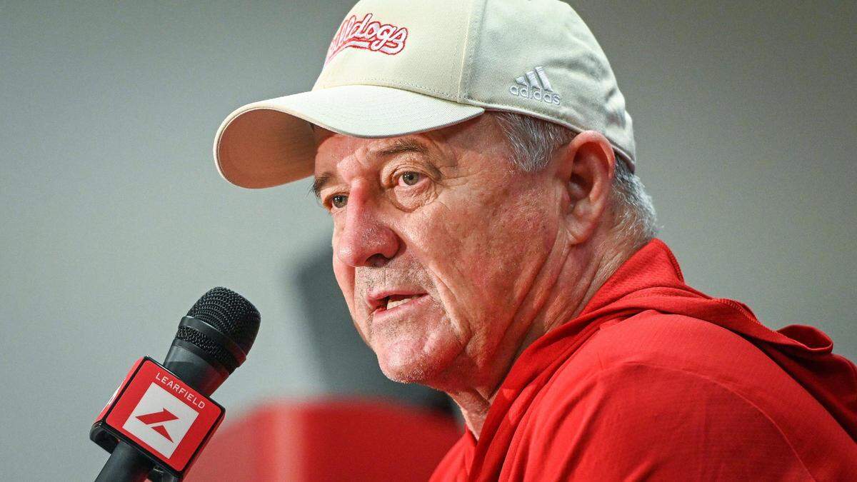 Fresno State head football coach Jeff Tedford talks about the Bulldogs’ new recruiting class after six of 23 players signed on traditional signing day on Wednesday, Feb. 2, 2022, during a news conference in the Josephine Theater at Fresno State.