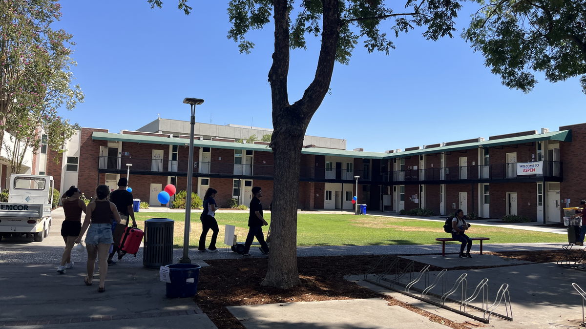 Students move into the dorms at Fresno State on Saturday, Aug. 16, 2025.