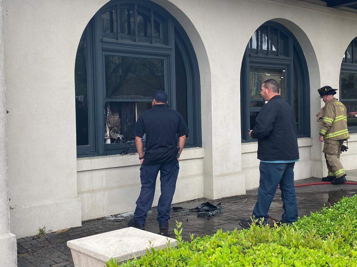 A fire at the dowtown Fresno station rented by Greyhound on Tuesday, March 29, 2022, is suspicious, according to a battalion chief.