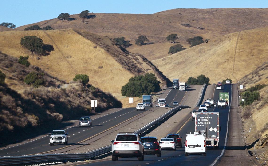 Highway 152 winds around San Luis Reservoir and through Pacheco Pass just west of Los Banos Friday, Aug. 16, 2024.