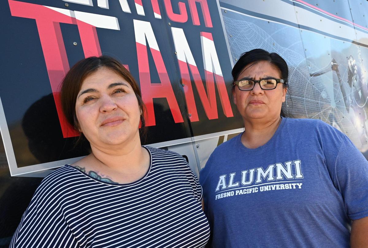 Jolissa Fuentes’ mother, Norma Nunez, left, and aunt Sandra Archuleta, right, are seen as search teams with Adventures with Purpose begin their search for Jolissa Fuentes at Pine Flat Lake’s Deer Creek marina Friday morning, Aug. 26, 2022 in Fresno.