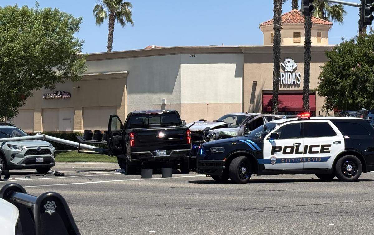 Four vehicles were involved in a crash at Herndon and Willow avenues, right on the border of northeast Fresno and northwest Clovis on Wednesday afternoon, May 13, 2026.