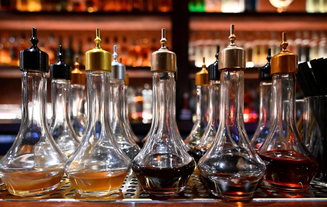 A selection of bitters is seen at Bespoke, the new cocktail bar opened by Carmen Serrato and Po Tsai in Fresno’s Brewery District. Photographed Monday, June 26, 2023 in downtown Fresno.