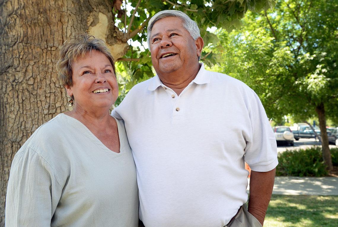 Fred Lopez of Madera Ranchos stands with his wife Diana after recounting his time serving in the Vietnam War, at the Veterans Administration hospital in Fresno on Thursday, May 18, 2018. Lopez survived a severe injury during the war.