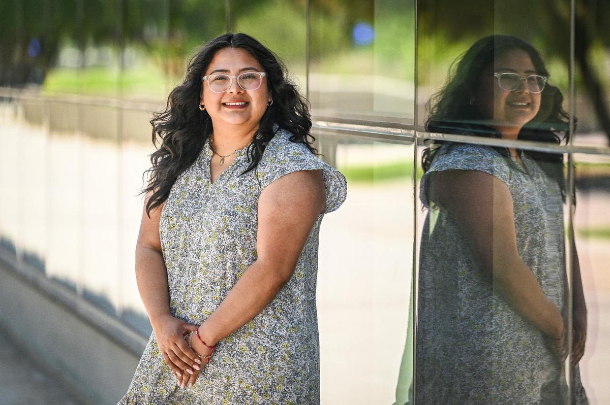 Fresno State Graduate Dean’s Medalist Jennifer Duran is photographed on campus at Fresno State on Tuesday, May 21, 2024.