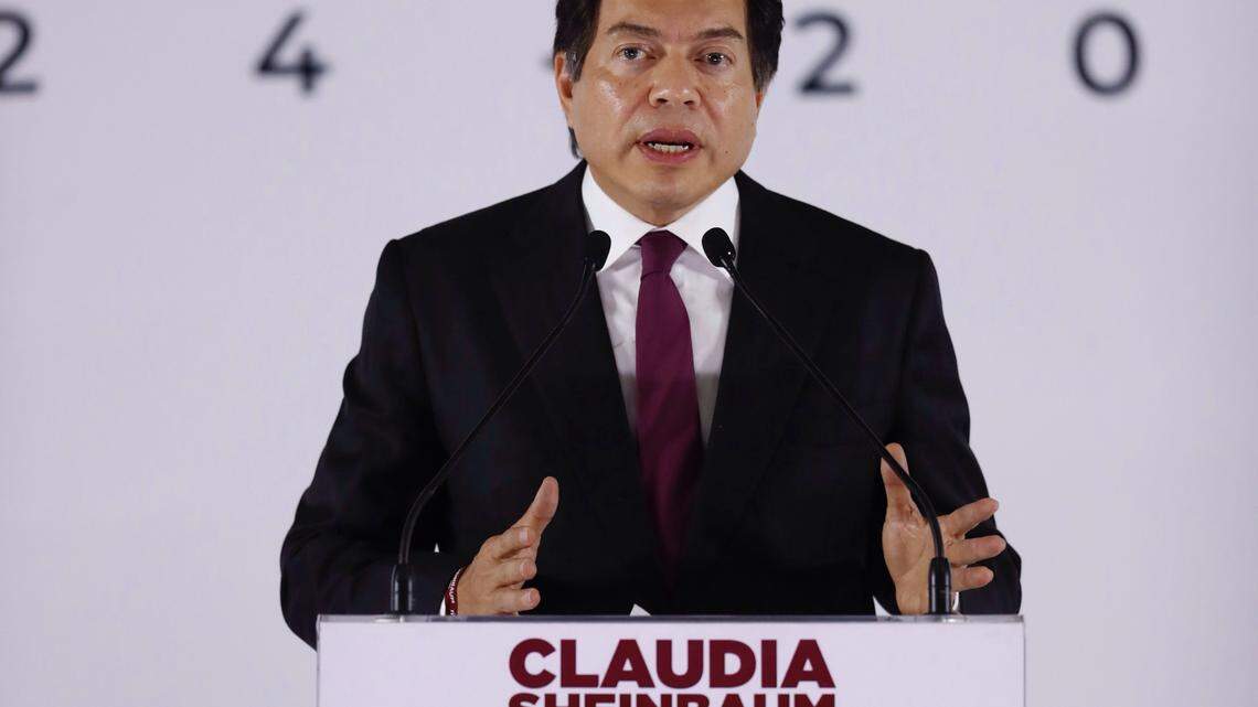 El secretario de Educación Pública (SEP) en el Gobierno de Claudia Sheinbaum, Mario Delgado, participa durante la presentación del gabinete de la presidenta electa el 4 de julio en Ciudad de México.