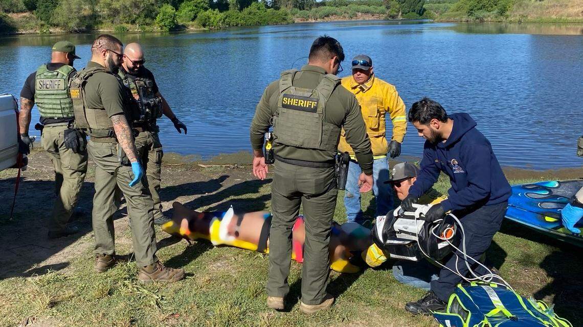 Deputies rescue a man who had jumped off a boat “for fun” and was found by a fisherman near the Merced River.