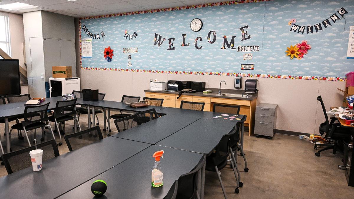 One of the classrooms at the new Farber Educational Center in southeast Fresno is nearly ready for students and the start of classes which begin on Aug. 19, 2024.