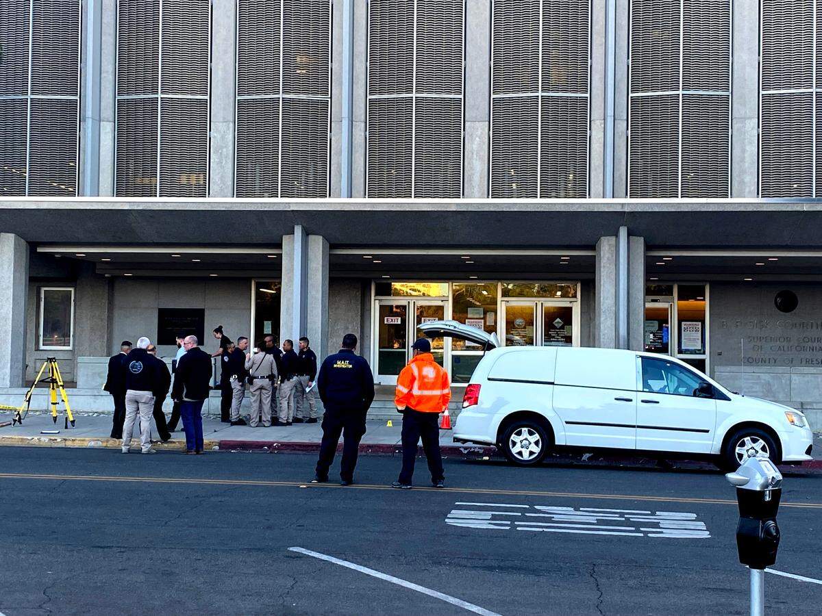 A man was found dead at the BF Sisk Courthouse in downtown Fresno in what officers said is a suspicious death on Thursday, May 12, 2022, according to the California Highway Patrol.