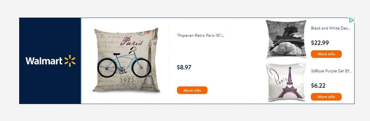 This Walmart ad for a pillow containing Nazi symbols was still displaying as a pop-up on some websites Feb. 6, 2019, although it was removed the day before. The ad now opens to a broken link.