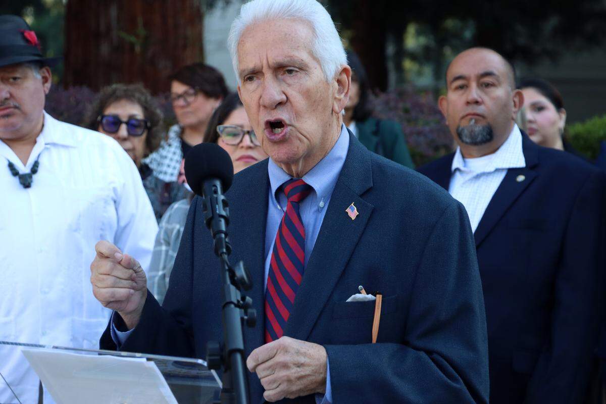 Rep. Jim Costa, D-Fresno, is running for re-election to represent the 21st Congressional District. Costa spoke at an Oct. 17, 2025 press conference outside the downtown Fresno federal courthouse.