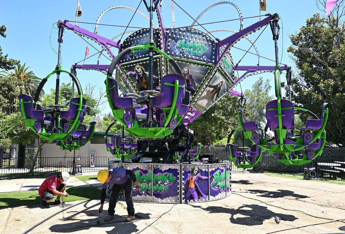 The Joker’s Remix is one of the new rides at Playland Fresno in Roeding Park. Photographed Thursday morning, June 20, 2024 in Fresno.