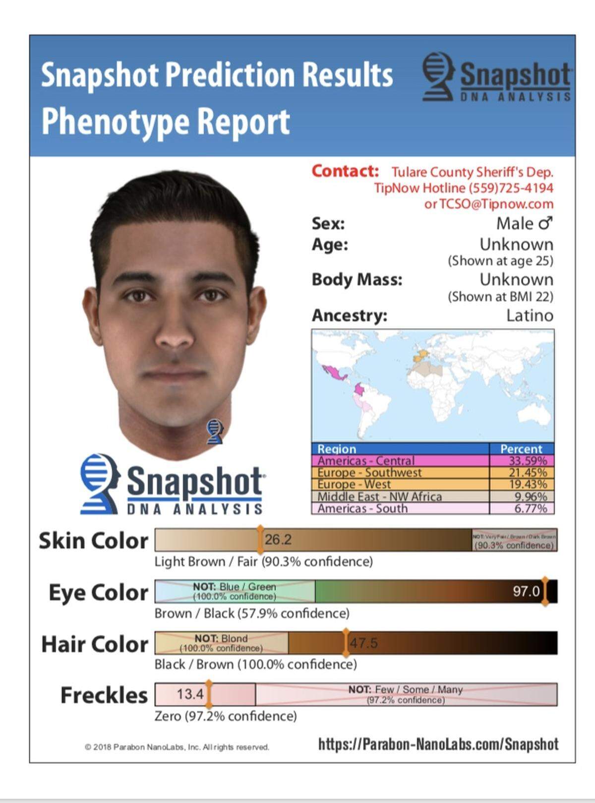 This sketch by Parabon Nanolabs, a DNA technology company in Virginia, shows how the unknown suspect who killed 10-year-old Angelica Ramirez in 1994 might look if he was 25 years old.