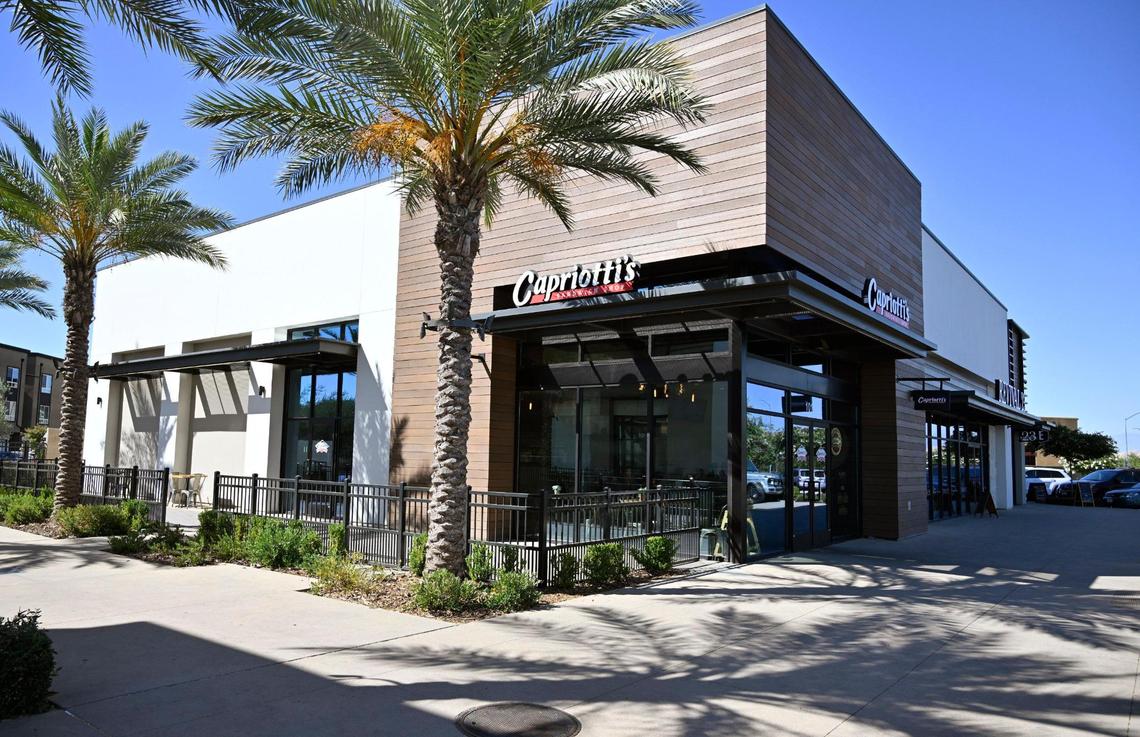 The Row is a new development at the northwest corner of Willow and Shepherd avenues consisting of housing, restaurants and retail shops. Photographed Wednesday, July 12, 2023 in Fresno.