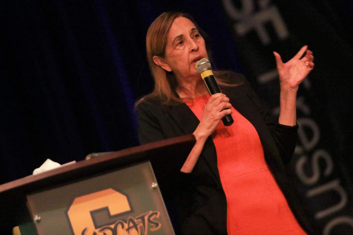 Dr. Katherine A. Flores, director of the UCSF Fresno Latino Center for Medical Education and Research during the Doctors Academy’s end of the year ceremony on May 18.