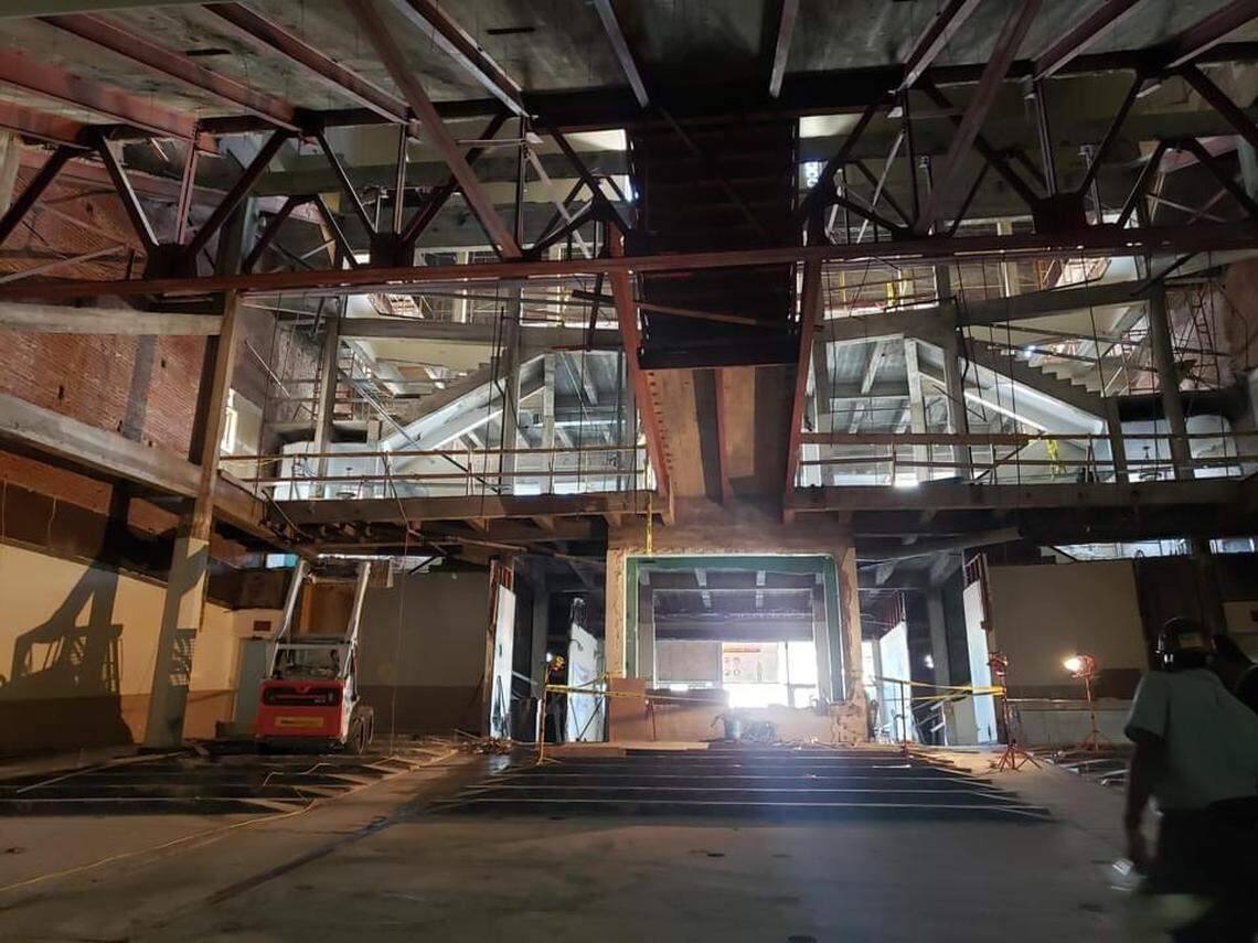 Inside of Hardy’s Theatre following a recent demolition that removed a second floor balcony.
