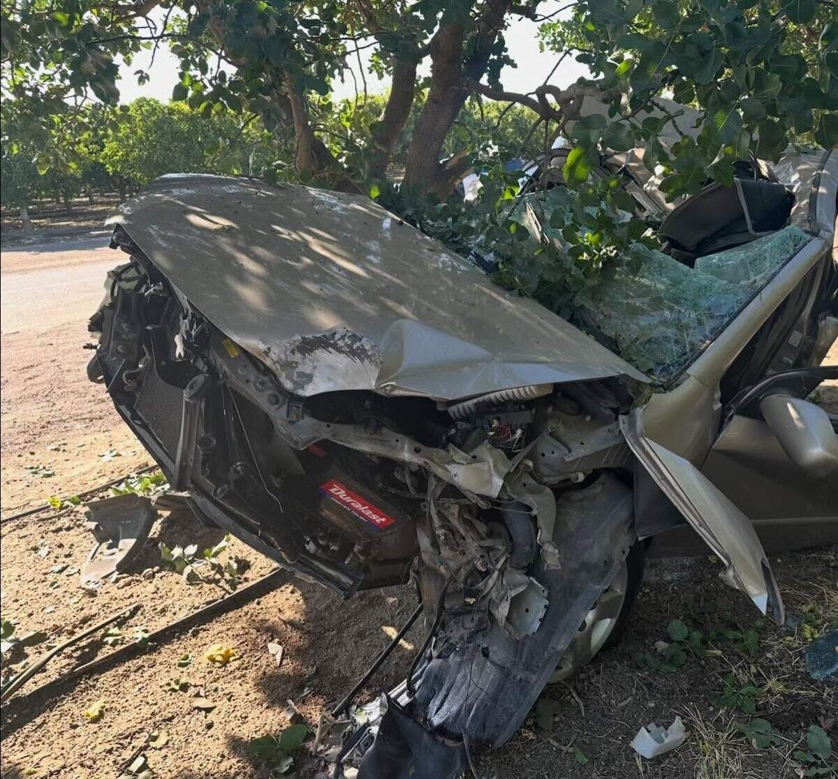 A woman was seriously injured after losing control of her vehicle, which struck a pistachio tree in Madera County on Saturday, May 30, 2026.