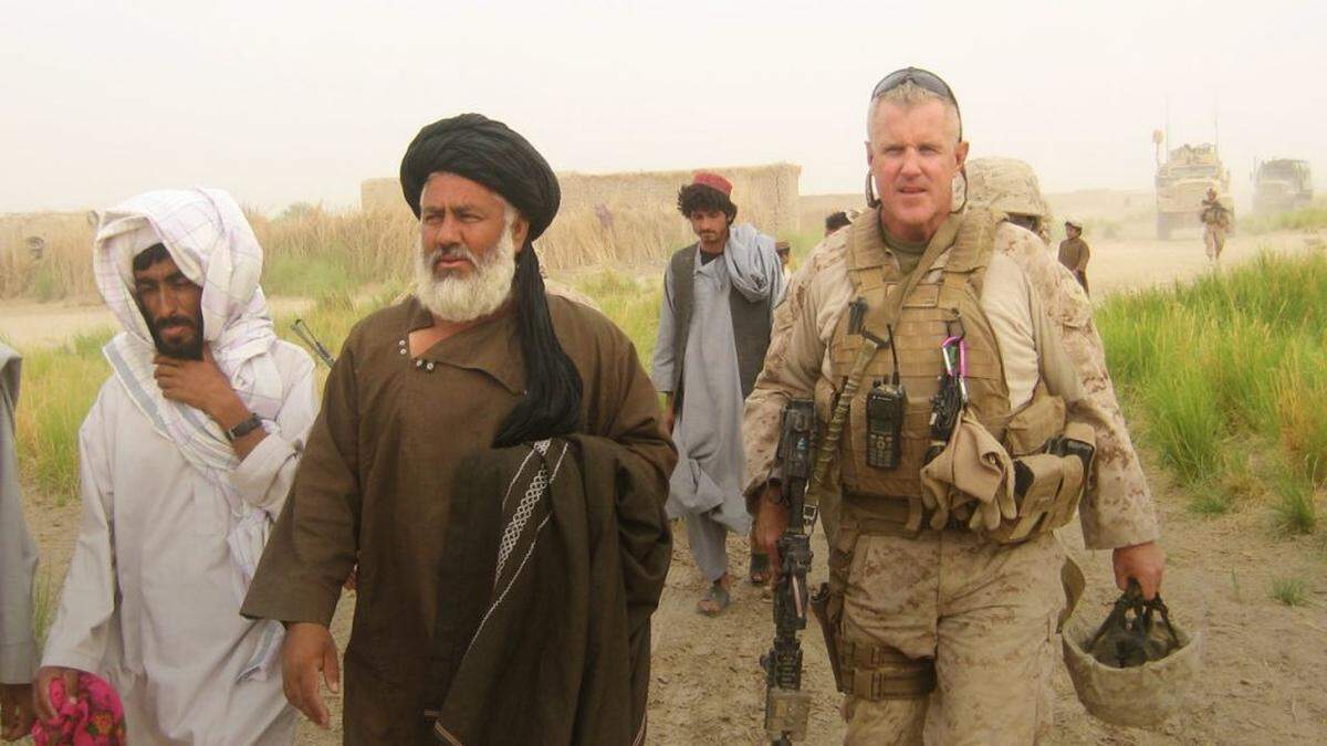 Marine Maj. Terry Slatic during an assignment to Afghanistan. Slatic is now retired and serving on the Fresno Unified school board.