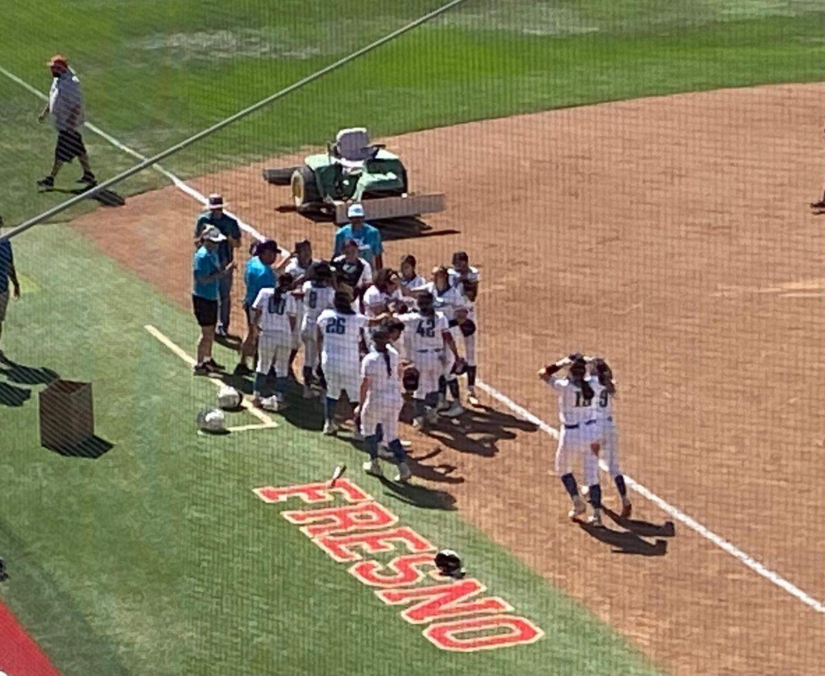 Orange Cove celebrates a Division IV softball championship on Saturday, May 28, 2022. It is the Titans’ first section title in school history, according to section historian Bob Barnett.