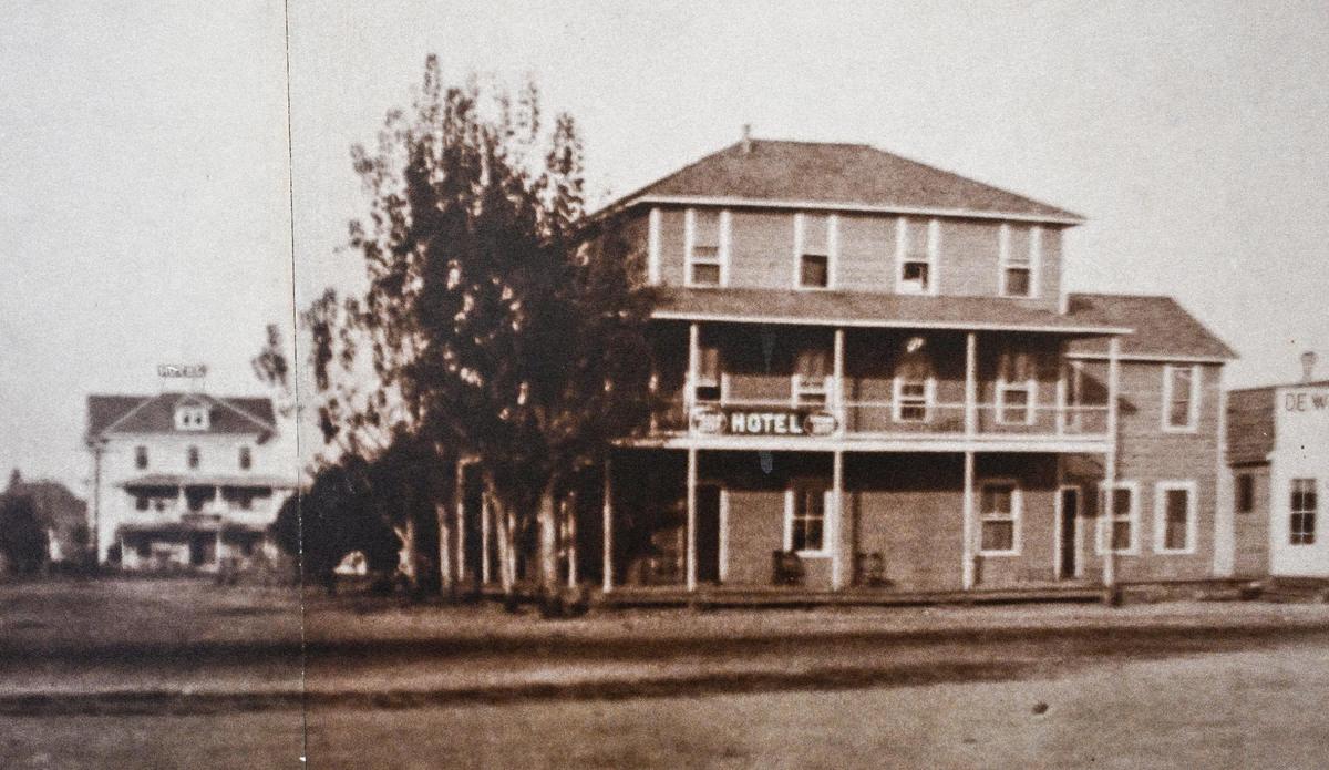 An old photo copied from an exhibit at the Clovis-Big Dry Creek Museum shows the historic Hoblitt Hotel in 1902 when it had three stories before losing the top floor in a fire in 1927. Jeb’s Blueberry Hill is the historic building’s newest tenant in Old Town Clovis.