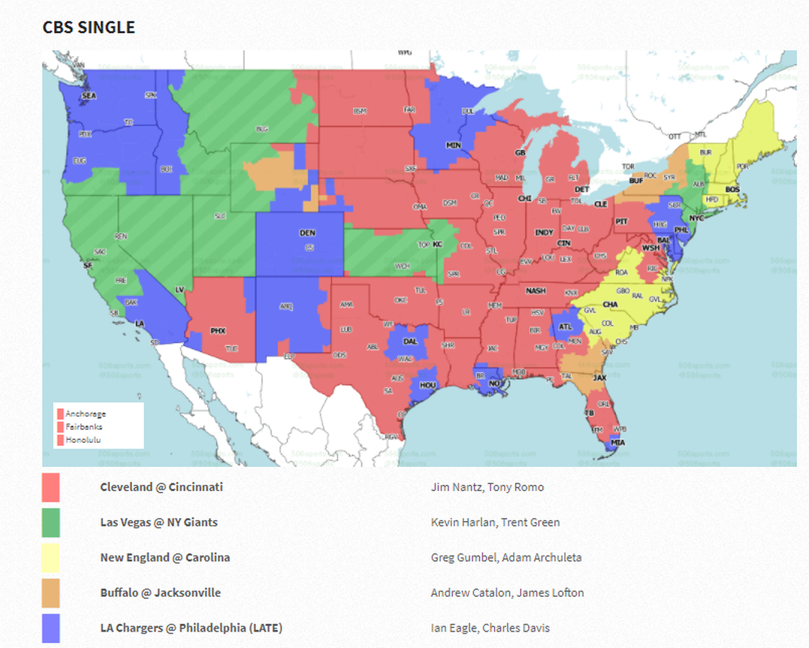 506 Sports TV map for Week 9.