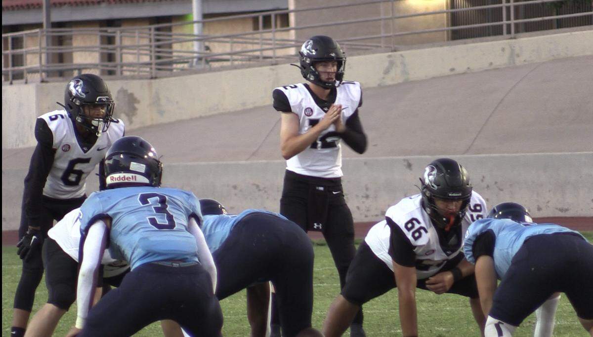 Hanford quarterback Cayden Muir finished with three touchdown passes in the Bullpups’ 41-22 victory over Bullard on Friday, Aug. 19, 2022.