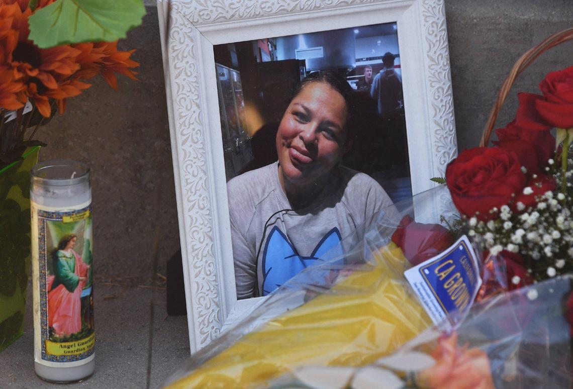 A favorite photo of many shows Brandi Urena with her sense of humor as family and friends gathered to remember Urena at a vigil Tuesday, July 20, 2021 south of Fresno. Urena, 41, died after her car was rear-ended while stopped on northbound 41 near North Avenue Monday afternoon.