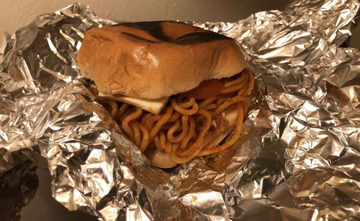 Special veggie burger from Food Junction, a Punjabi street food truck near Fowler and Belmont avenues in Fresno photographed on July 18, 2024.