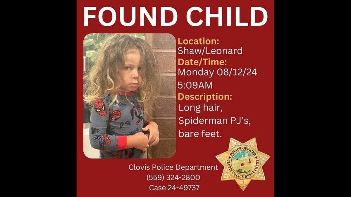 A child was reunited with his family after wandering from his home in Clovis early Monday morning.