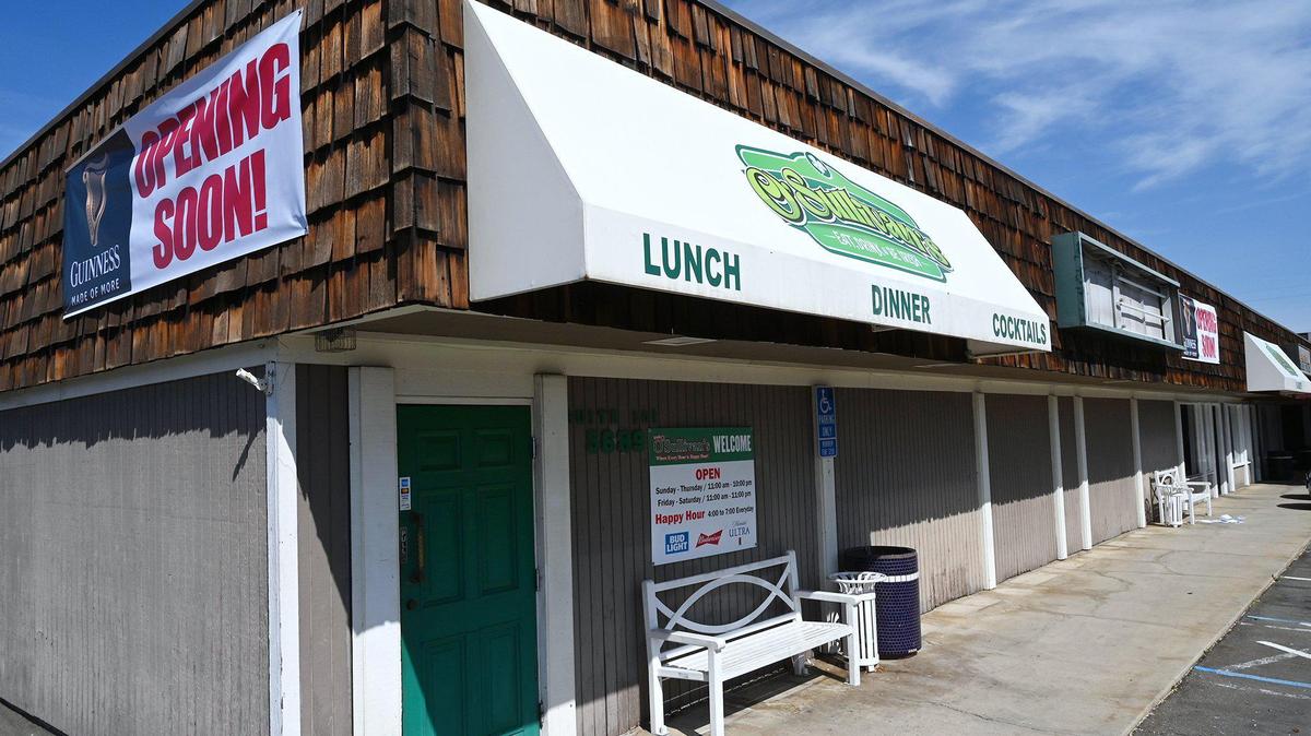 The exterior of Irish OSullivan’s bar and restaurant, shown March 8, 2022 in Fresno. Irish OSullivan’s, with a discreet name change, plans to re-open at its original location on Kings Canyon Road after it closed for two years due to the pandemic.