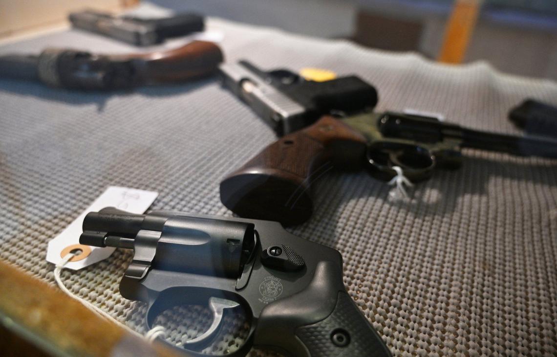 Some of the remaining firearms available at Ryan Farrell’s South Gate Firearm Supply shop are seen as the final day of business approaches. Photographed Tuesday, Aug. 20, 2024 in Yosemite Lakes Park near Coarsegold, CA.