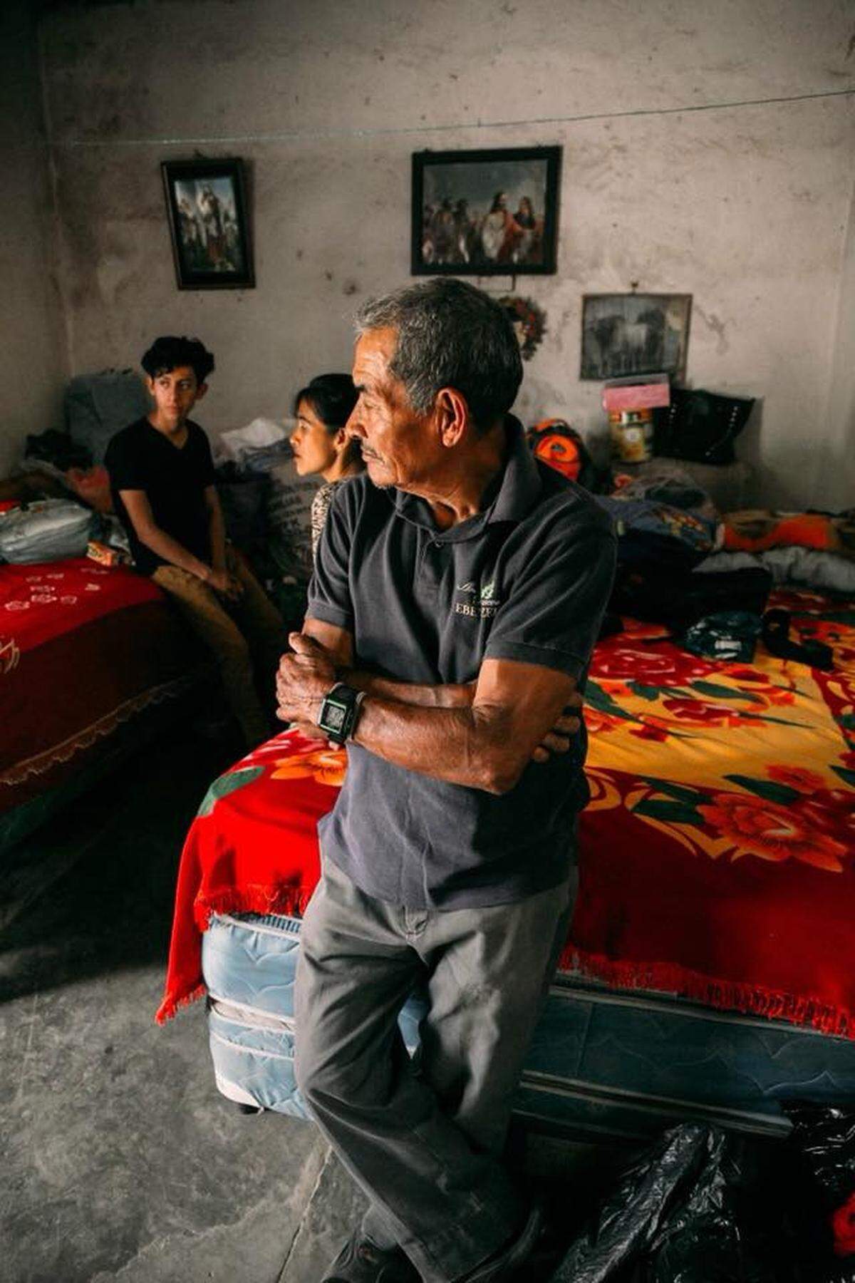 A man displaced by Guatemala's Volcano of Fire eruption is now living in a small room with eight other people.