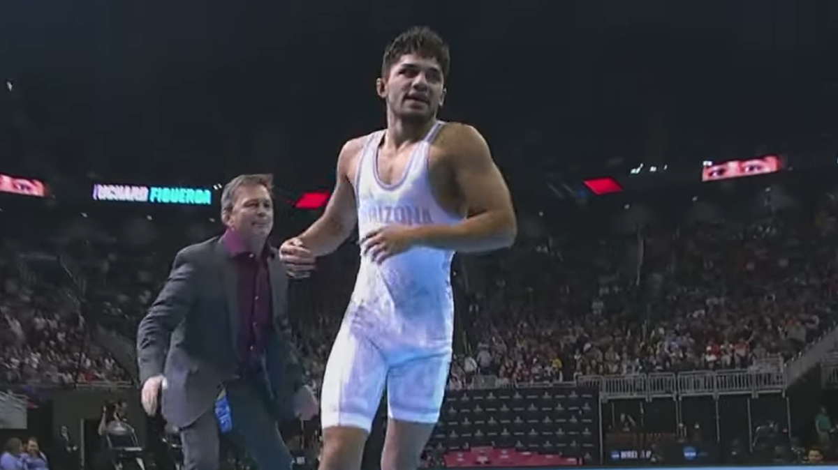 Richard Figueroa of Selma becomes an NCAA champion for Arizona State on Saturday, March 23, 2024.