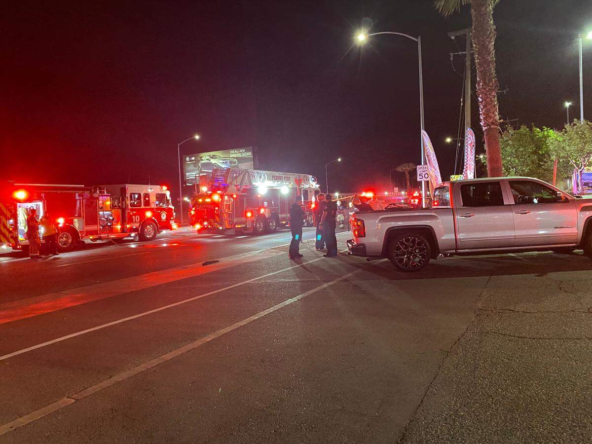 At least one person is dead, several injured in a two-vehicle crash at Clovis and Shields avenues in Fresno, California on Friday, May 2, 2025.