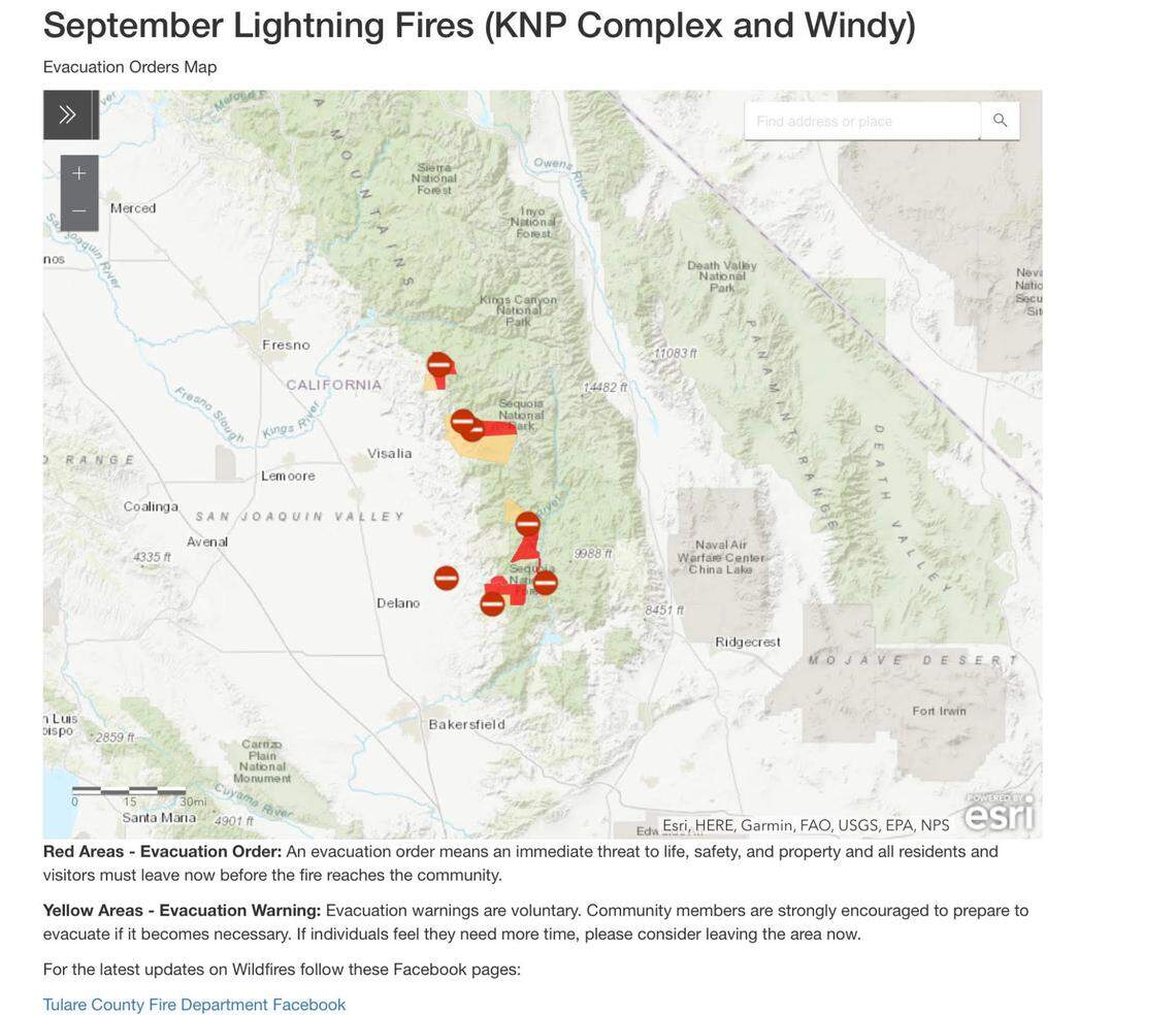 The Tulare County Sheriff Wednesday issued new evacuation orders for the Kings Complex Fire.