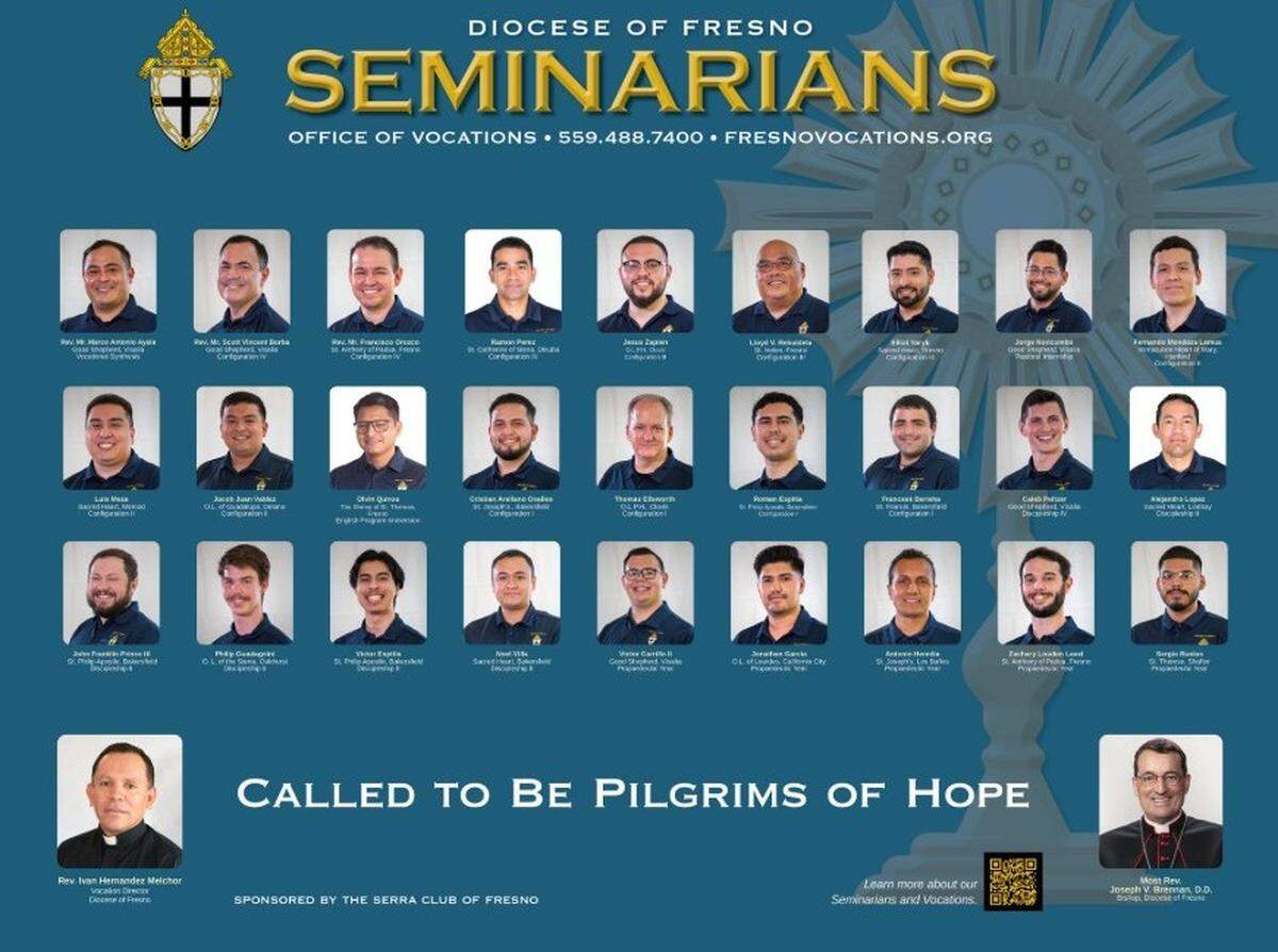 Diocese of Fresno seminarians including Scott-Vincent Borba, e.l.f. Cosmetics co-founder, second top left.