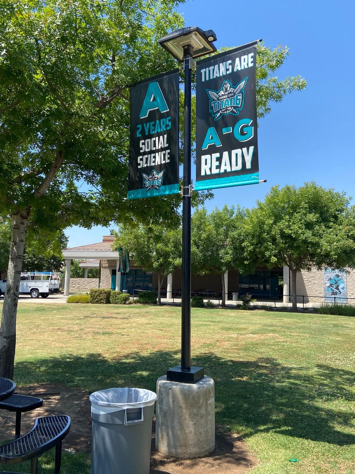 Students at Orange Cove get constant reminders of entrance requirements at California State University campuses.