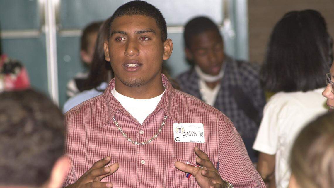 This young man was one of the 650 students from 19 high schools and 22 middle schools in Fresno County who attended a youth summit to talk about ways to cope with the aftermath of the 9/11 terrorist attacks.