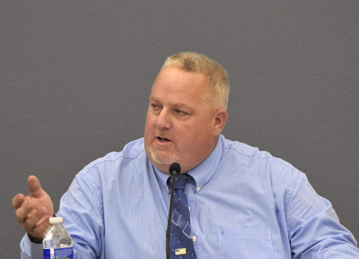 John Jasper, candidate for the Madera City Council District 6 seat, speaks to voters during a forum in Madera on Tuesday, Oct. 1, 2024. The November 2024 election will be his first for a public office.