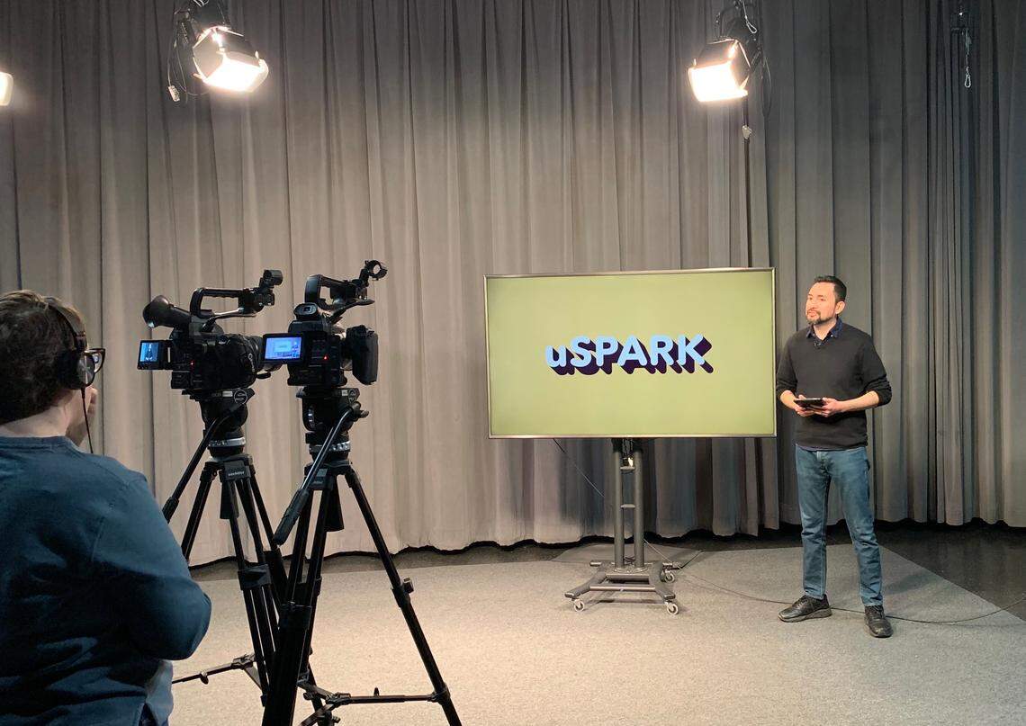 Sergio Cortes, right, leads the production of USpark Valley, a digital news platform targeting young people in the central San Joaquin Valley. Cortes has used the platform to inform on the coronavirus pandemic.