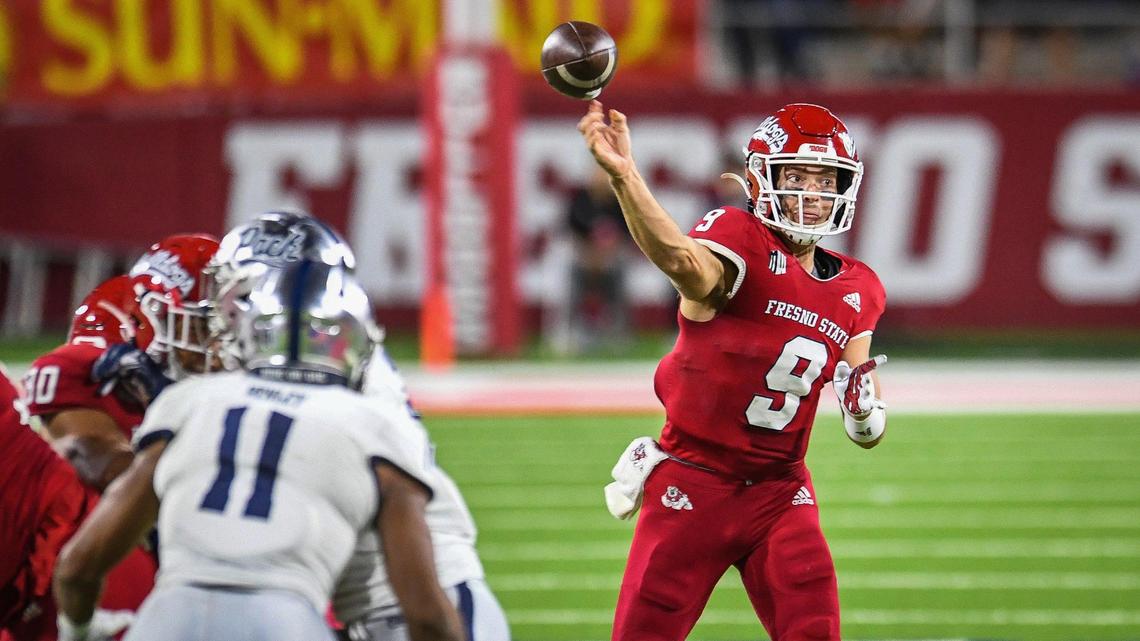 Fresno State quarterback Jake Haener has hit 66.8% of his passes this season (276 of 413) and is averaging 8.4 yards per attempt and 315.2 yards per game with 28 touchdowns and nine interceptions.